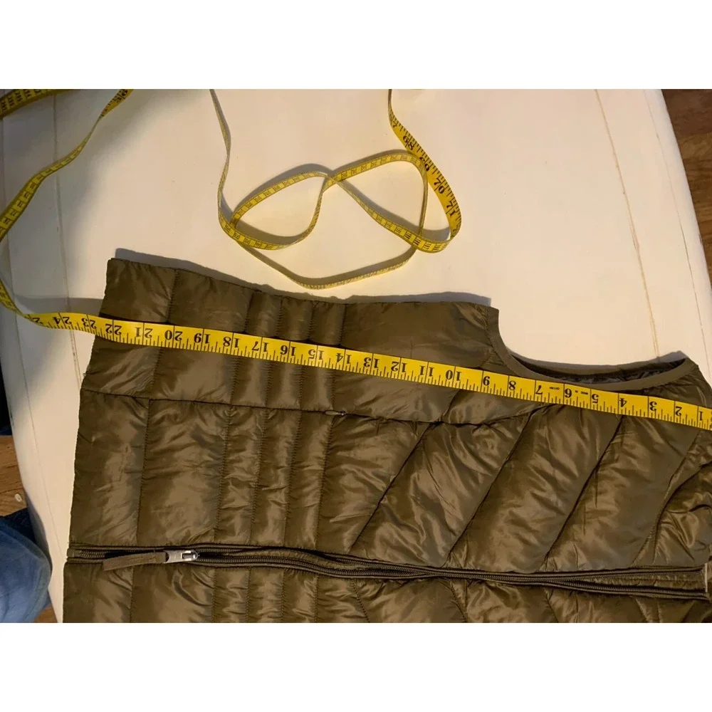 VERO MODA Quilted Puffer Vest Olive Green Zip Front Stand Collar Size M - Picture 7 of 8